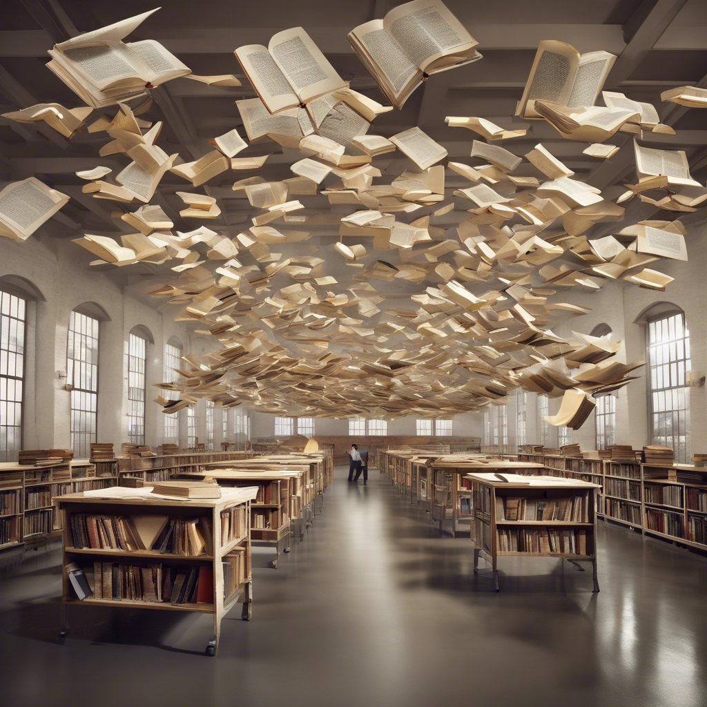 fantastic book creation facility, flying books around